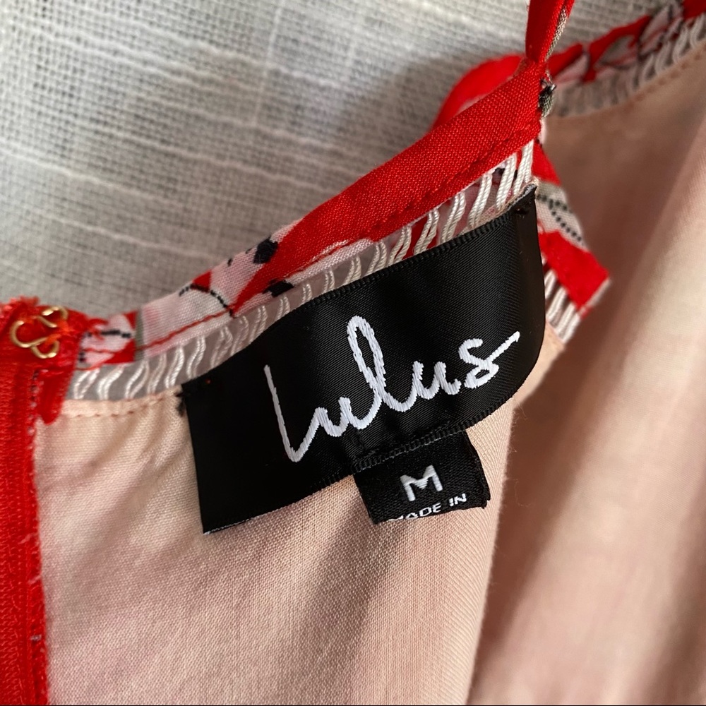 Lulu's Red Floral Print Midi Dress - Picture 7 of 9